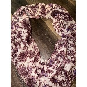 Purple Paisley Damask Infinity‎ Scarf Lightweight Gauze Loop Scarf Mauve Cream